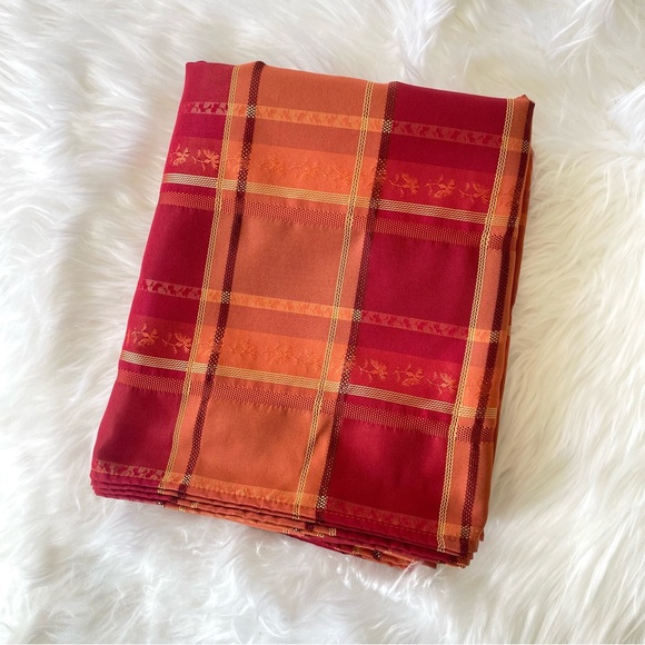 Better Homes and Gardens Fall Plaid Tablecloth Red Orange Rectangular 100 x 58 - Picture 1 of 8